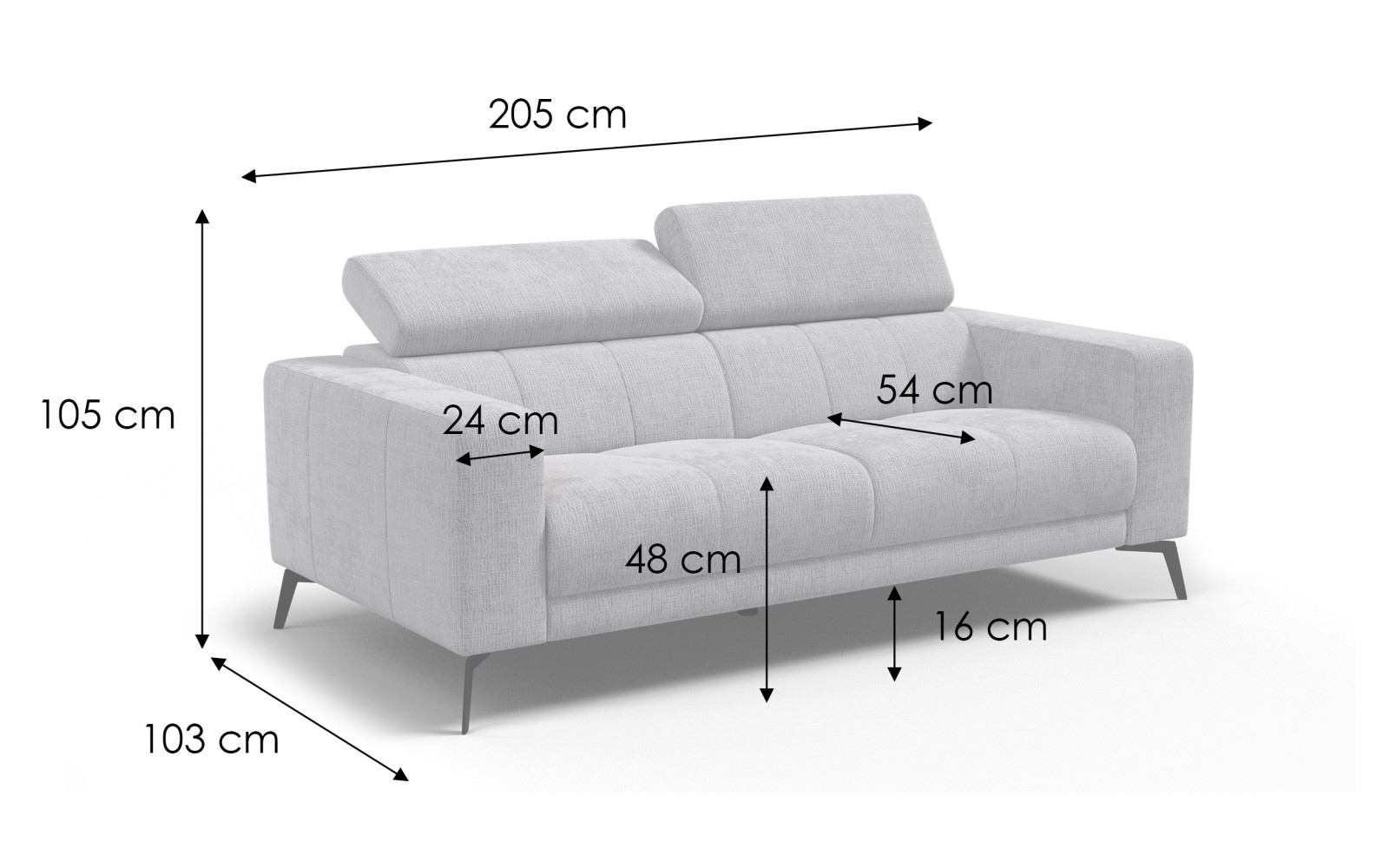 Sofa 3-Sitzer MORELLO, creme