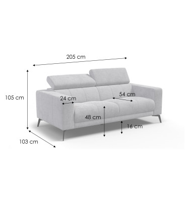 Sofa 3-Sitzer MORELLO, dunkelgrau