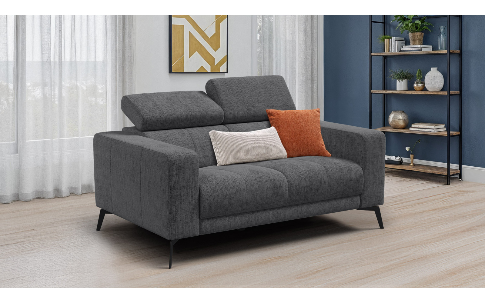 Sofa 2-Sitzer MORELLO, dunkelgrau