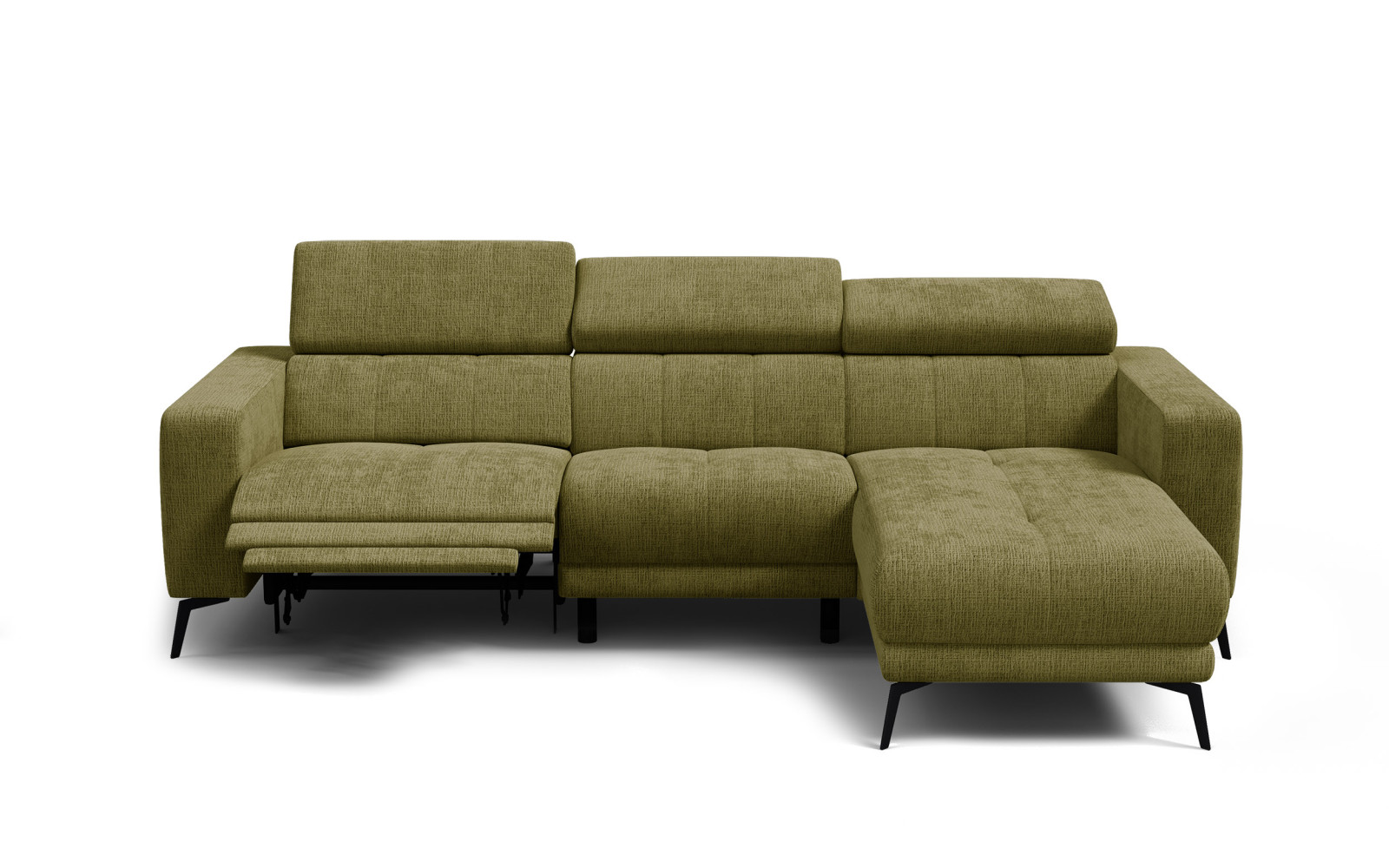 Ecksofa 4-Sitzer MORELLO, olive, 1 x Relax Zero Gravity