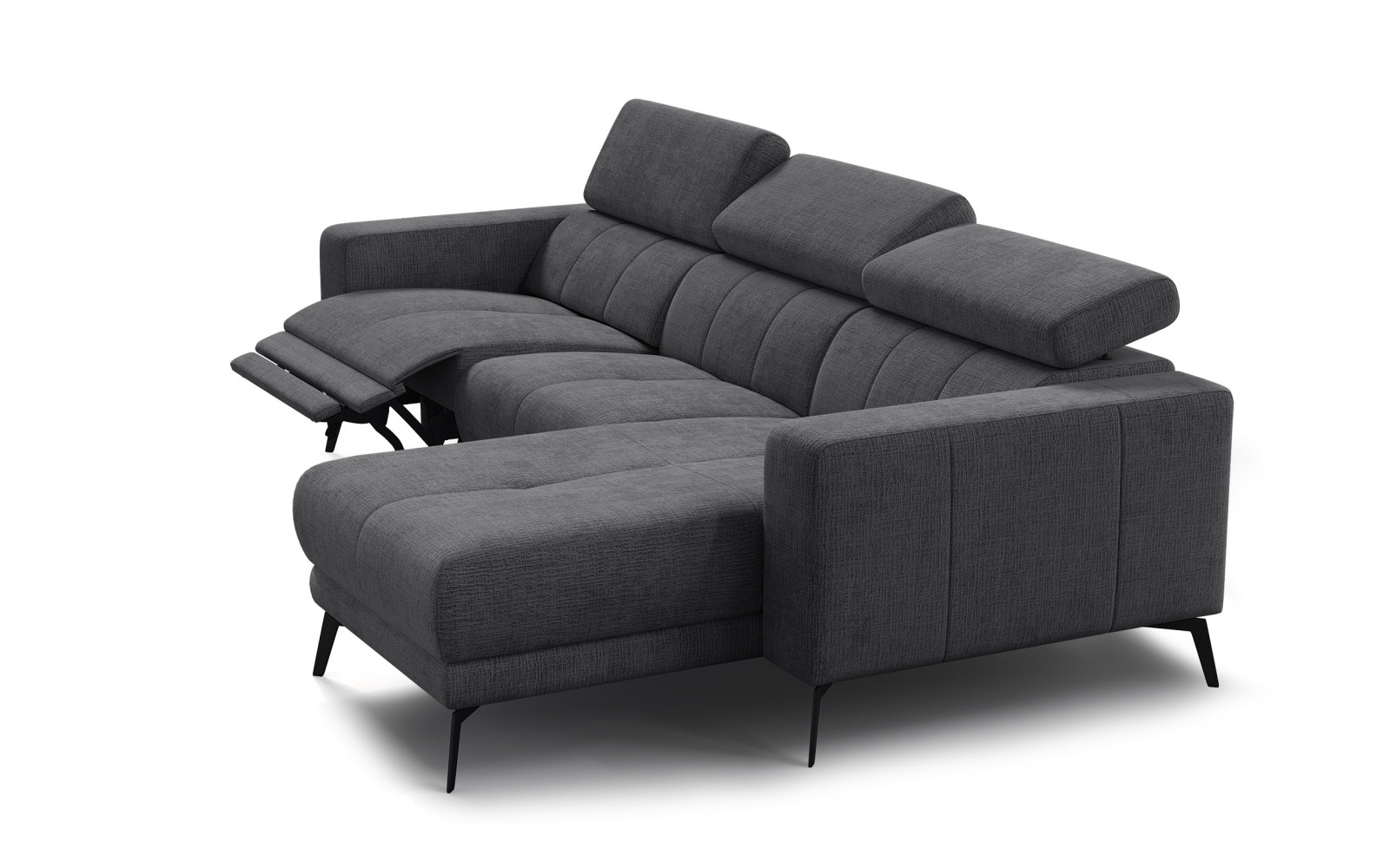 Ecksofa 4-Sitzer MORELLO, dunkelgrau, 1 x Relax Zero Gravity