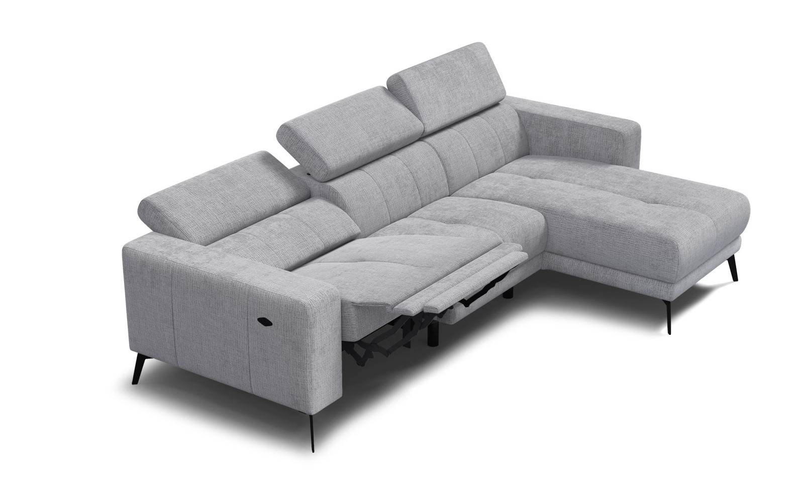 Ecksofa 4-Sitzer MORELLO, hellgrau, 1 x Relax Zero Gravity