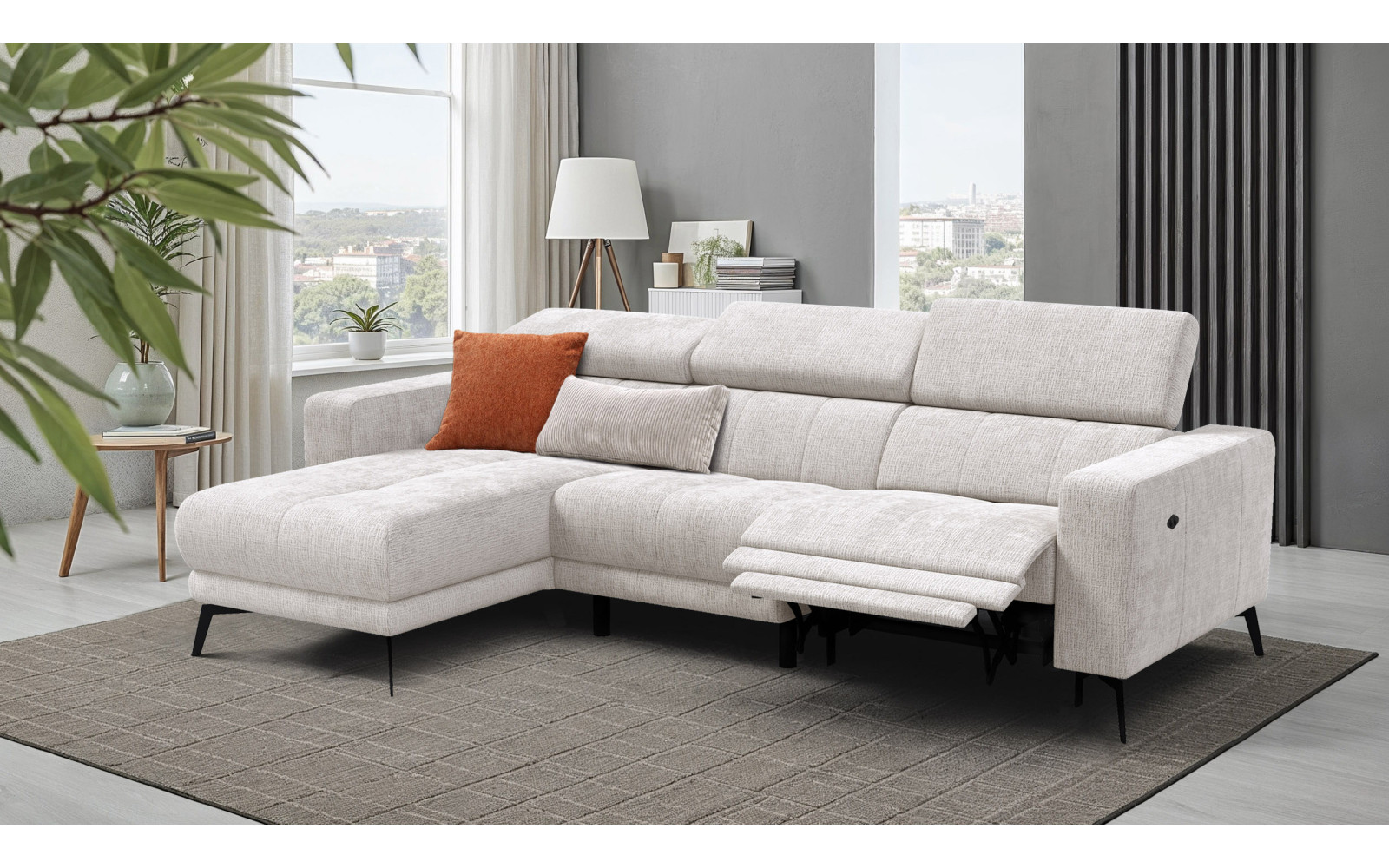 Ecksofa 4-Sitzer MORELLO, creme, 1 x Relax Zero Gravity