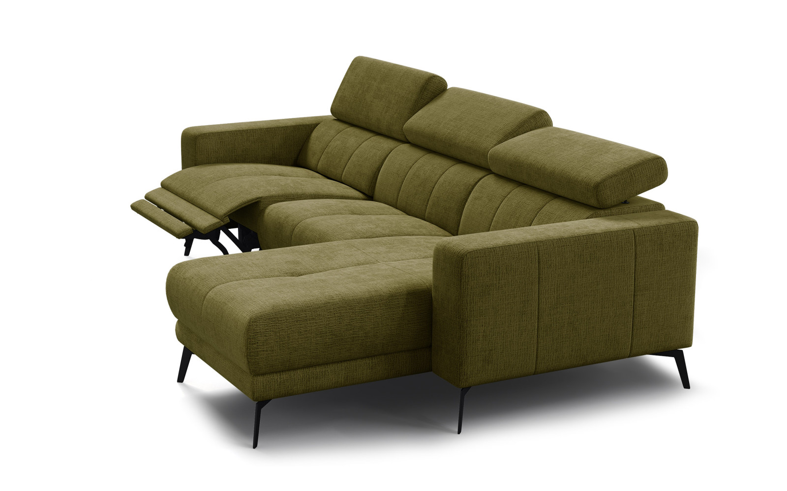 Ecksofa 4-Sitzer MORELLO, olive, 1 x Relax Zero Gravity