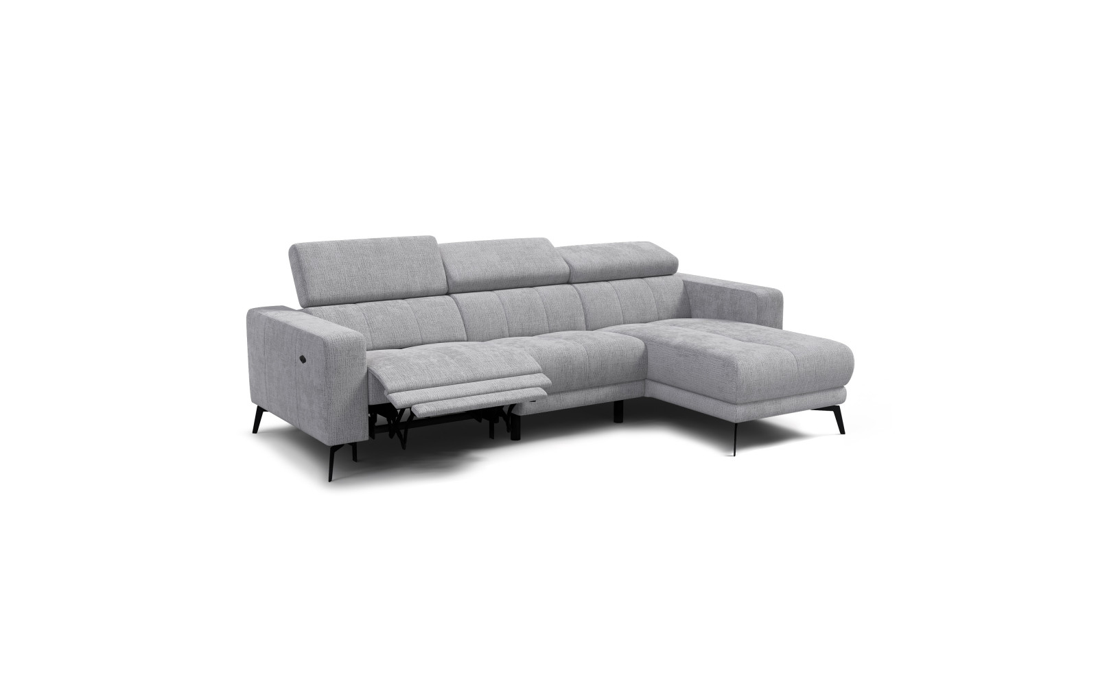 Ecksofa 4-Sitzer MORELLO, hellgrau, 1 x Relax Zero Gravity