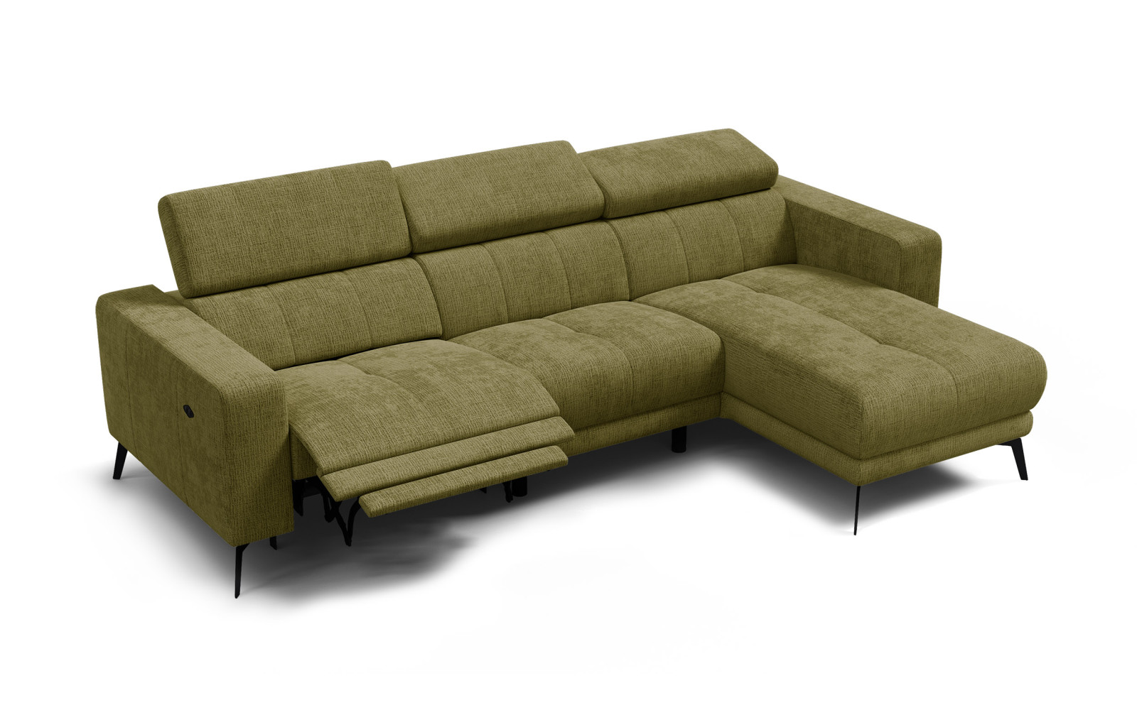 Ecksofa 4-Sitzer MORELLO, olive, 1 x Relax Zero Gravity