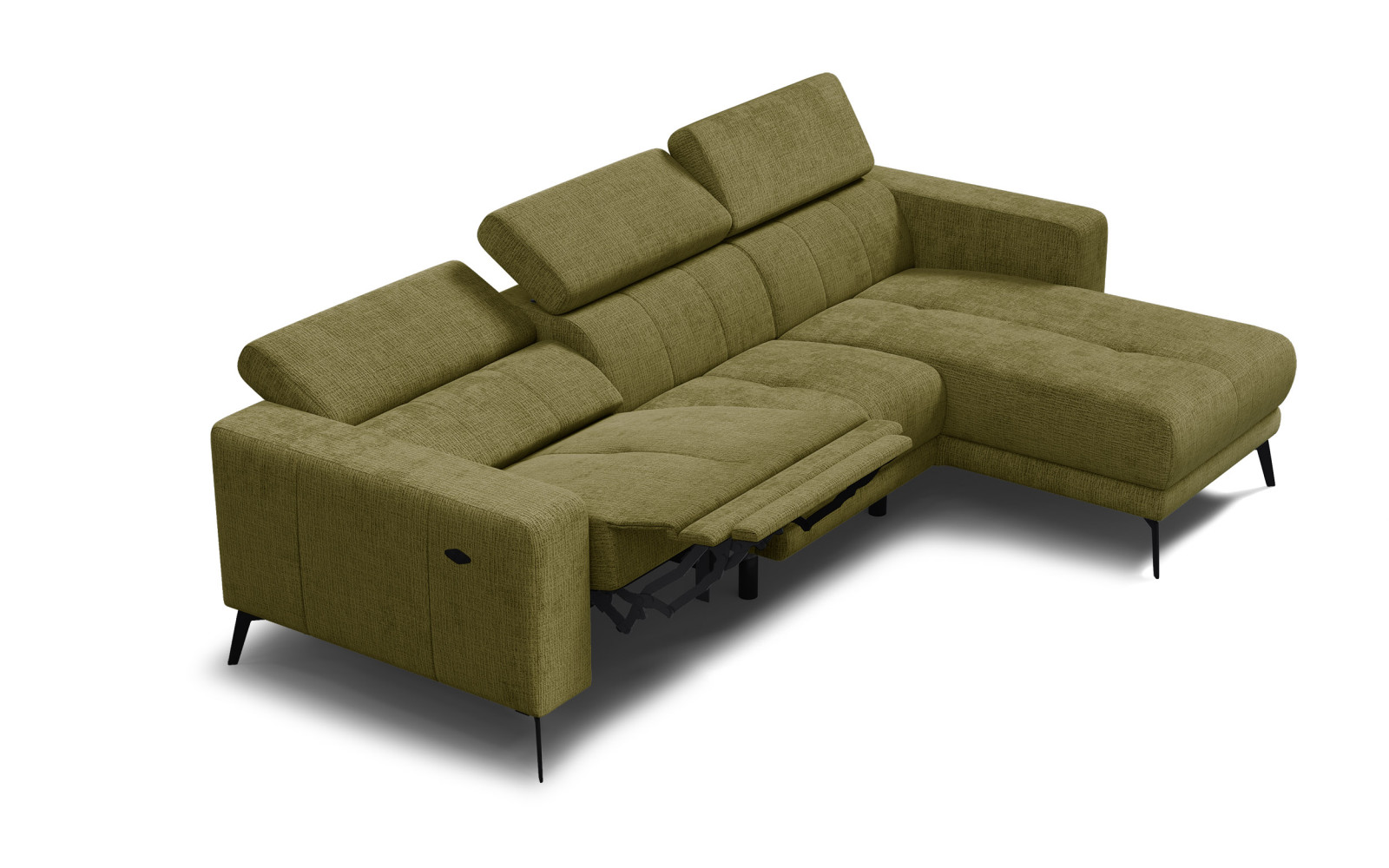 Ecksofa 4-Sitzer MORELLO, olive, 1 x Relax Zero Gravity