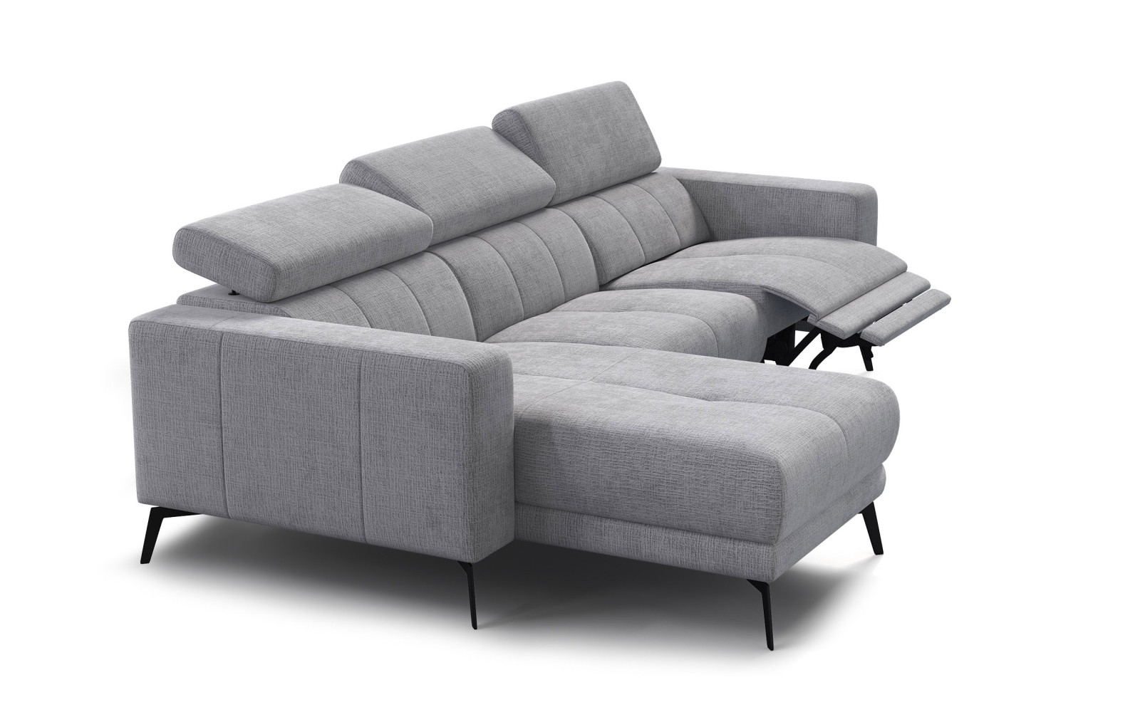 Ecksofa 4-Sitzer MORELLO, hellgrau, 1 x Relax Zero Gravity
