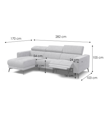 Ecksofa 4-Sitzer MORELLO, marineblau, 1 x Relax Zero Gravity