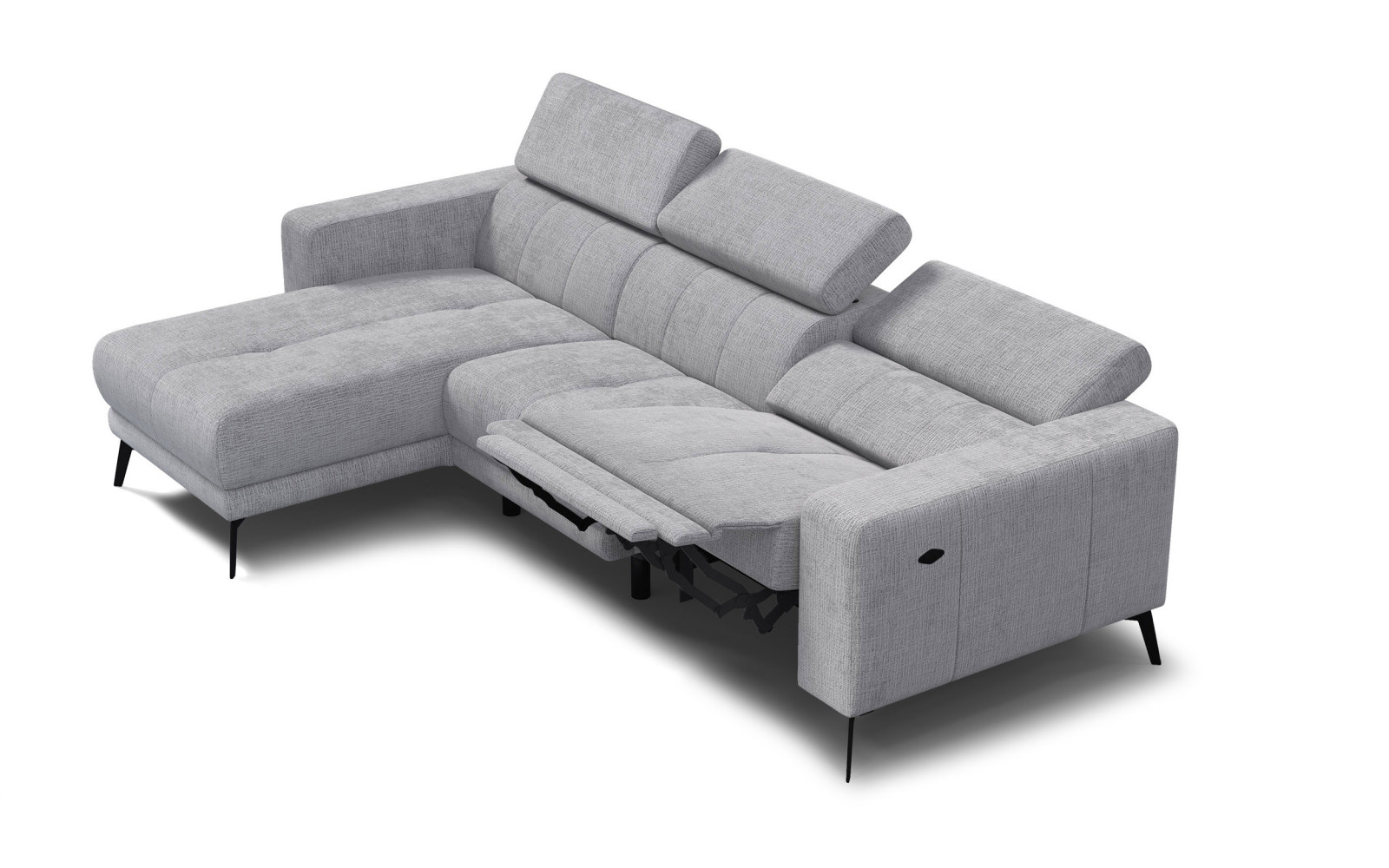 Ecksofa 4-Sitzer MORELLO, hellgrau, 1 x Relax Zero Gravity