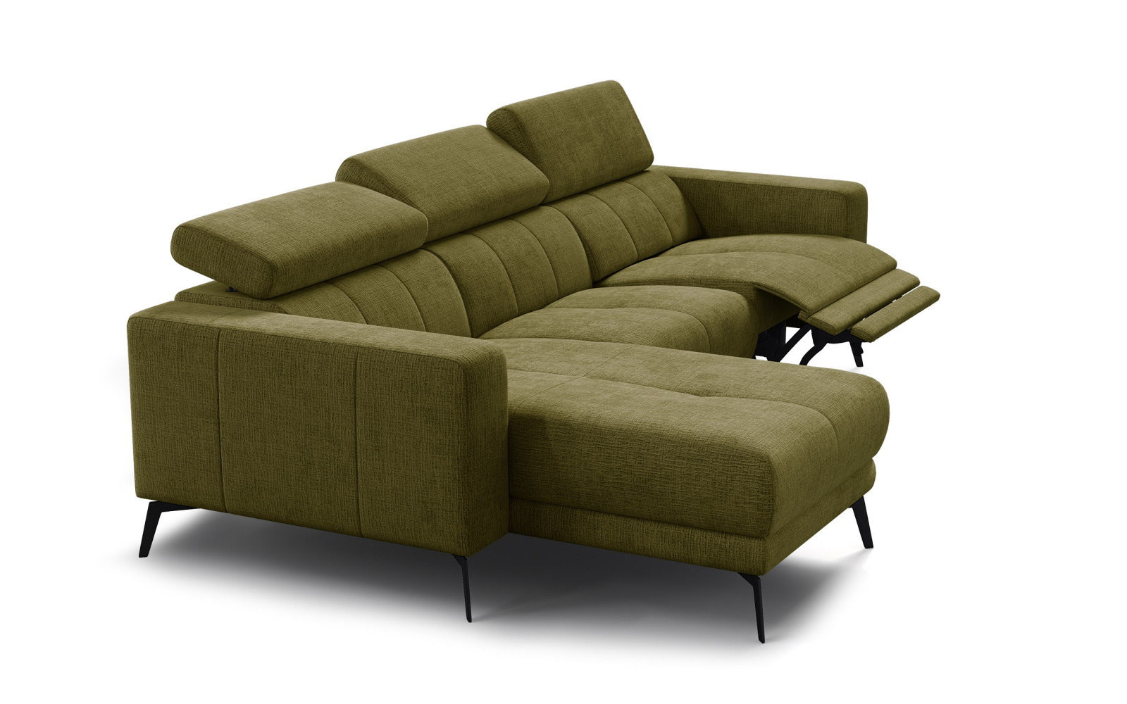Ecksofa 4-Sitzer MORELLO, olive, 1 x Relax Zero Gravity