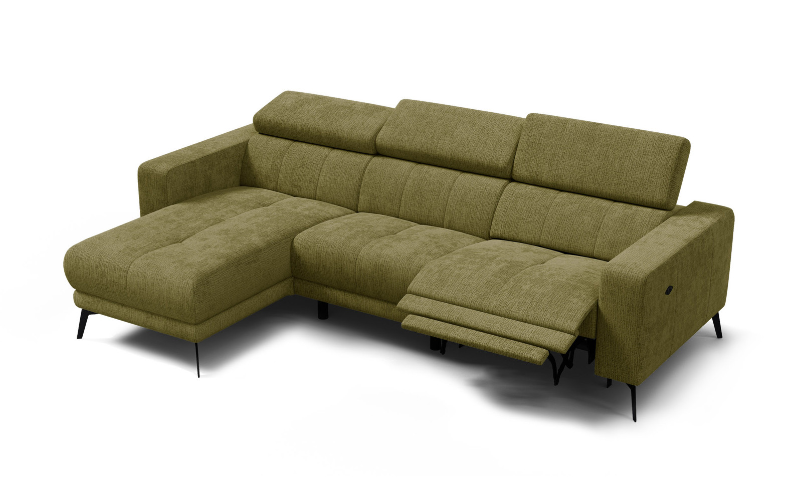 Ecksofa 4-Sitzer MORELLO, olive, 1 x Relax Zero Gravity