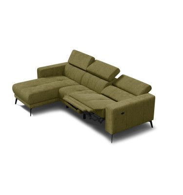 Ecksofa 4-Sitzer MORELLO, olive, 1 x Relax Zero Gravity