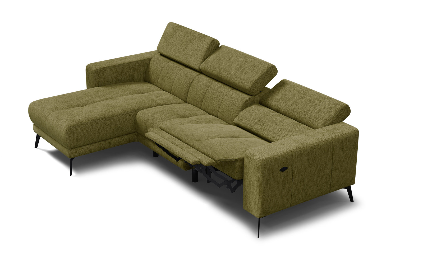 Ecksofa 4-Sitzer MORELLO, olive, 1 x Relax Zero Gravity