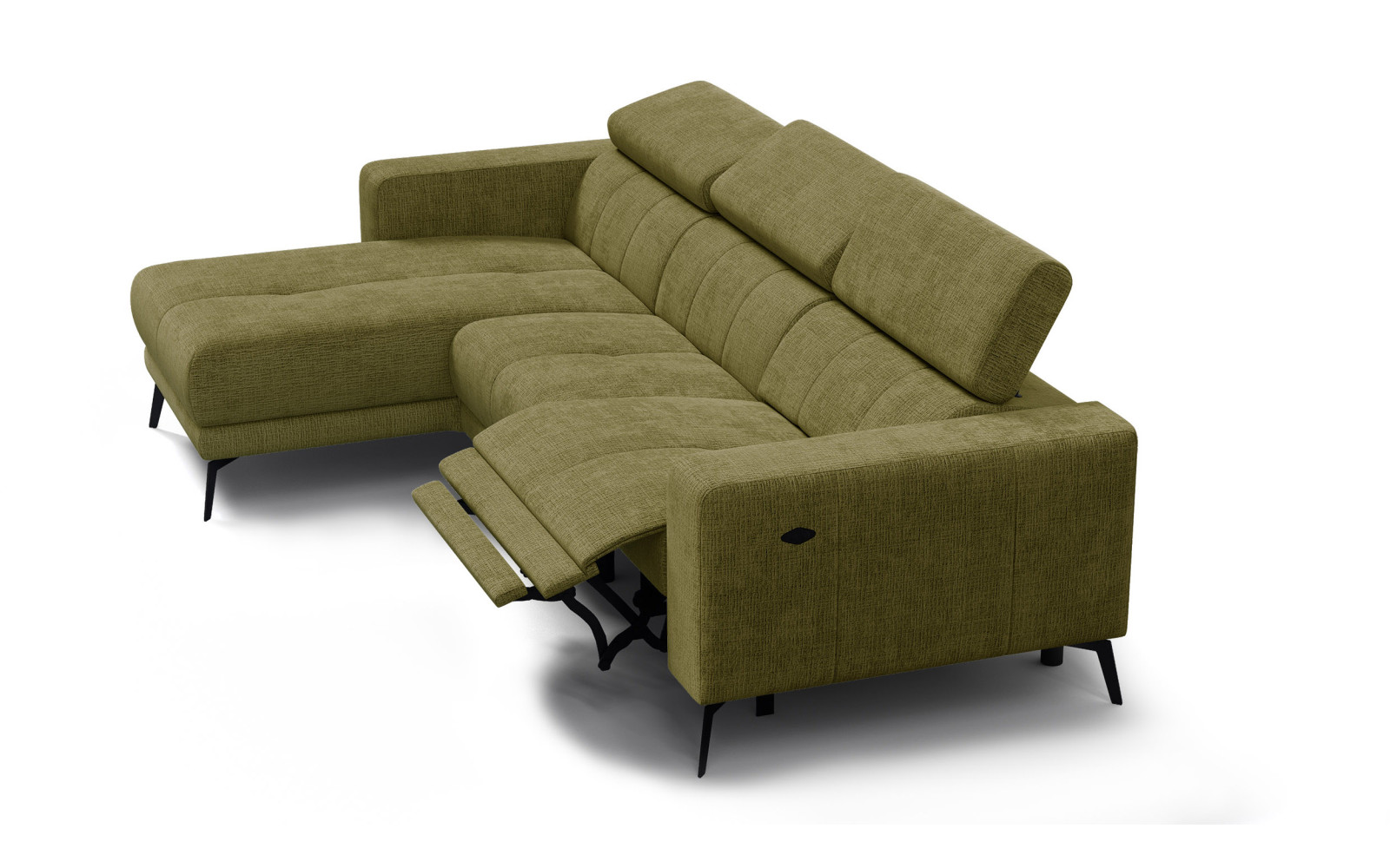 Ecksofa 4-Sitzer MORELLO, olive, 1 x Relax Zero Gravity