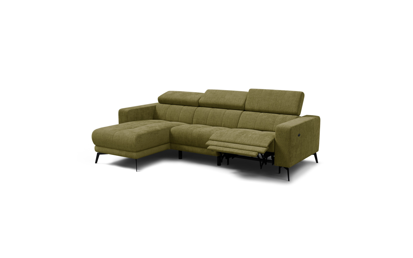 Ecksofa 4-Sitzer MORELLO, olive, 1 x Relax Zero Gravity