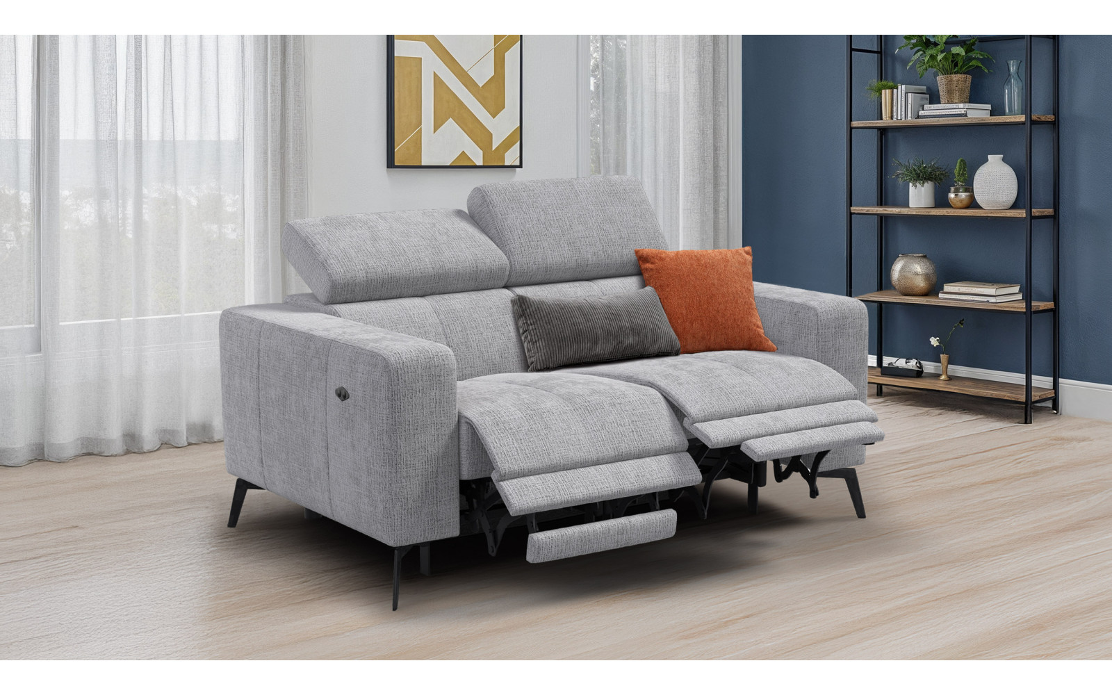 Relaxsofa 2-Sitzer MORELLO, hellgrau, 2 x Relax Zero Gravity