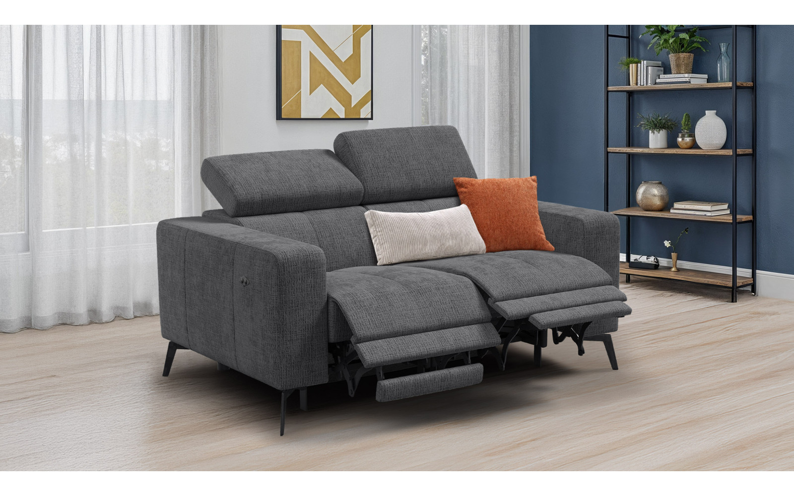 Relaxsofa 2-Sitzer MORELLO, dunkelgrau, 2 x Relax Zero Gravity