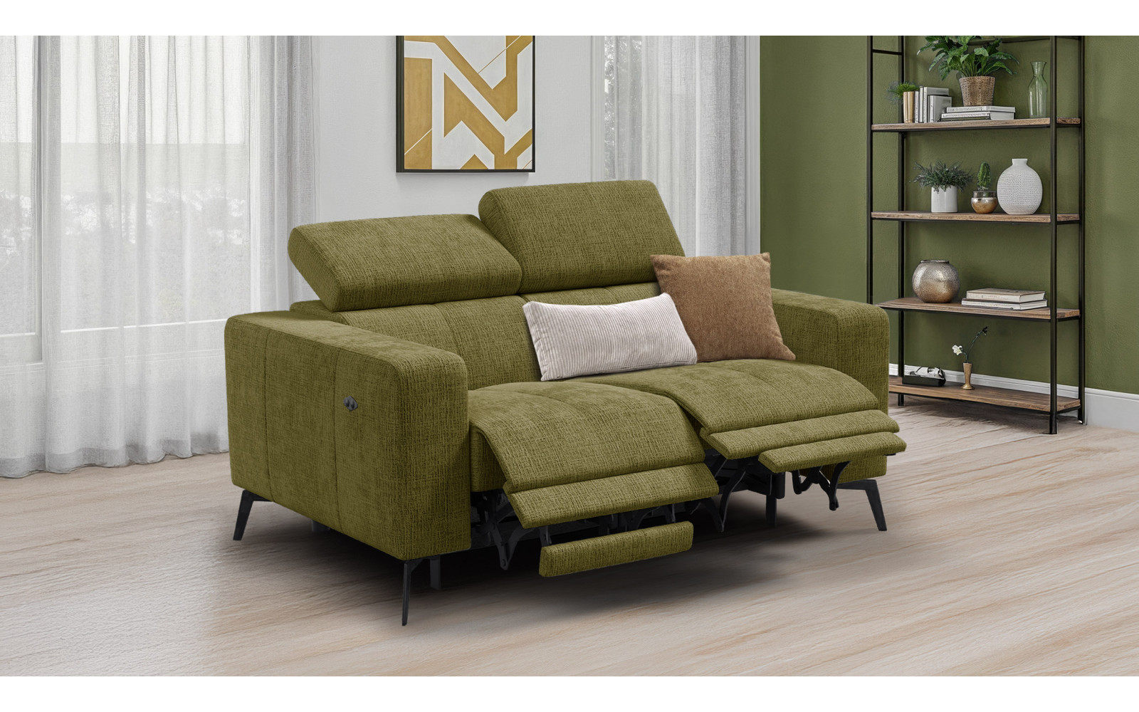 Relaxsofa 2-Sitzer MORELLO, olive, 2 x Relax Zero Gravity