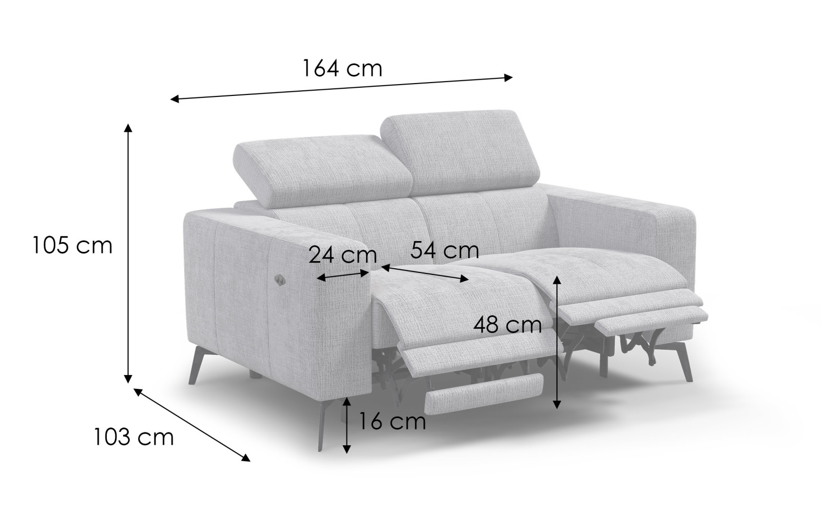Relaxsofa 2-Sitzer MORELLO, olive, 2 x Relax Zero Gravity