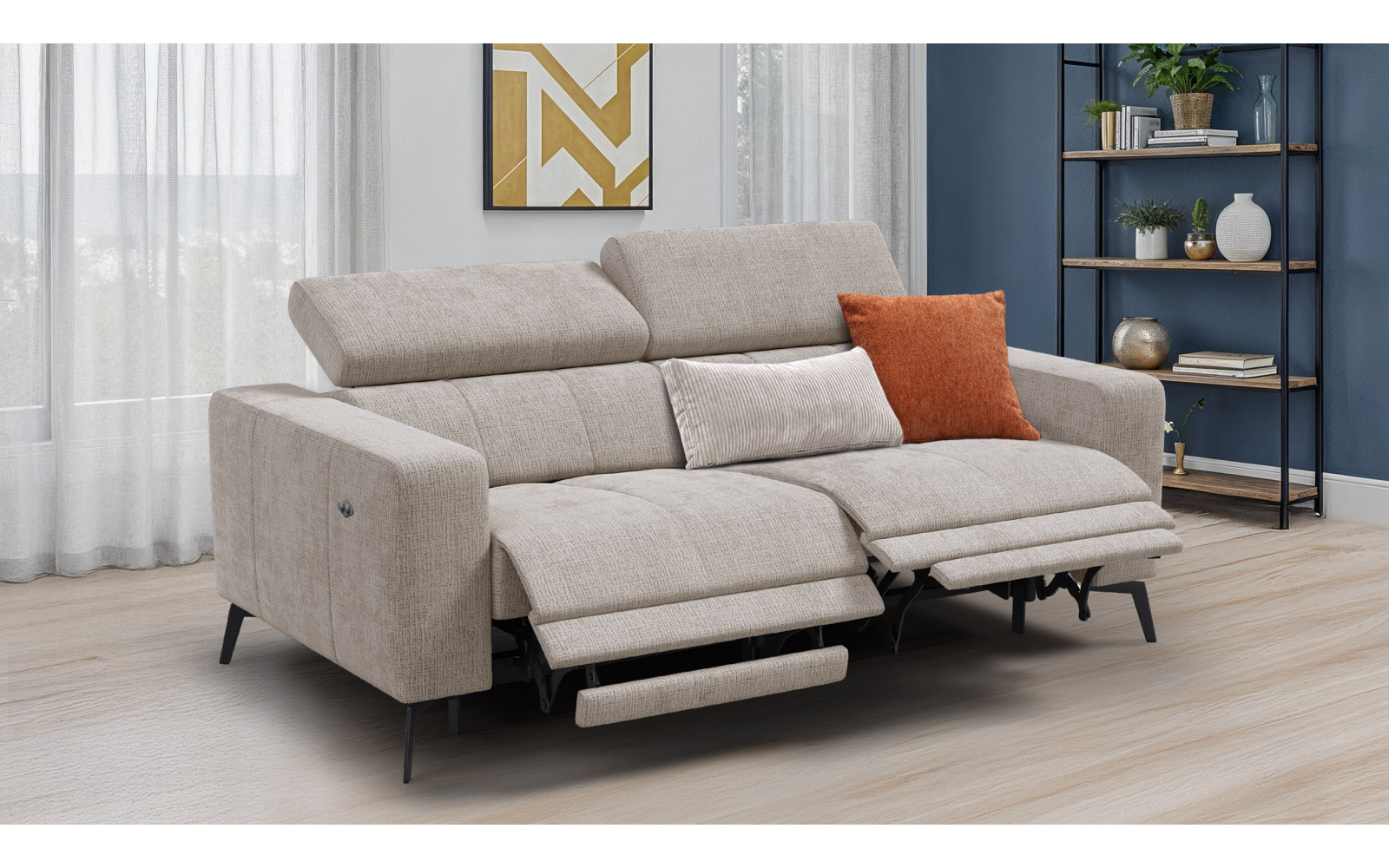 Relaxsofa 3-Sitzer MORELLO, beige, 2 x Relax Zero Gravity