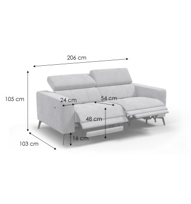 Relaxsofa 3-Sitzer MORELLO, beige, 2 x Relax Zero Gravity