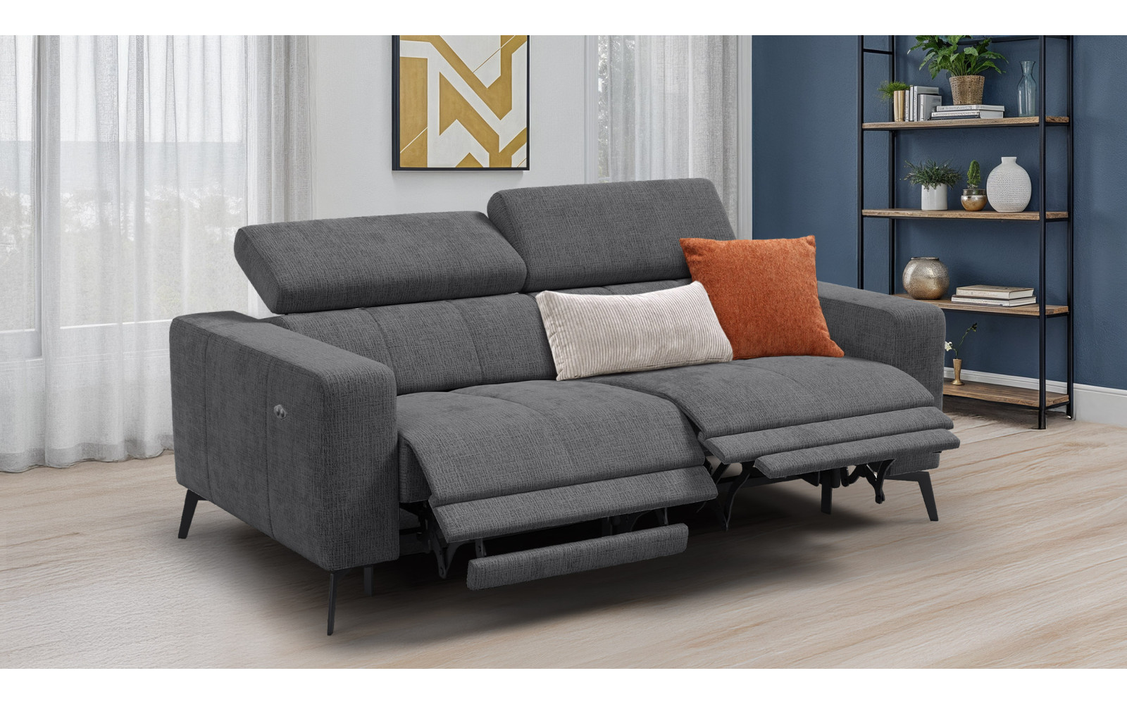 Relaxsofa 3-Sitzer MORELLO, dunkelgrau, 2 x Relax Zero Gravity