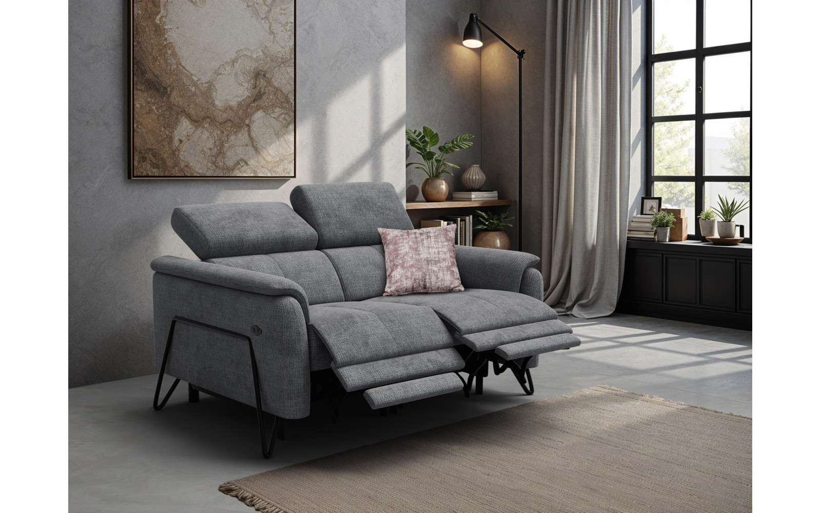 Relaxsofa 2-Sitzer RODEN, dunkelgrau