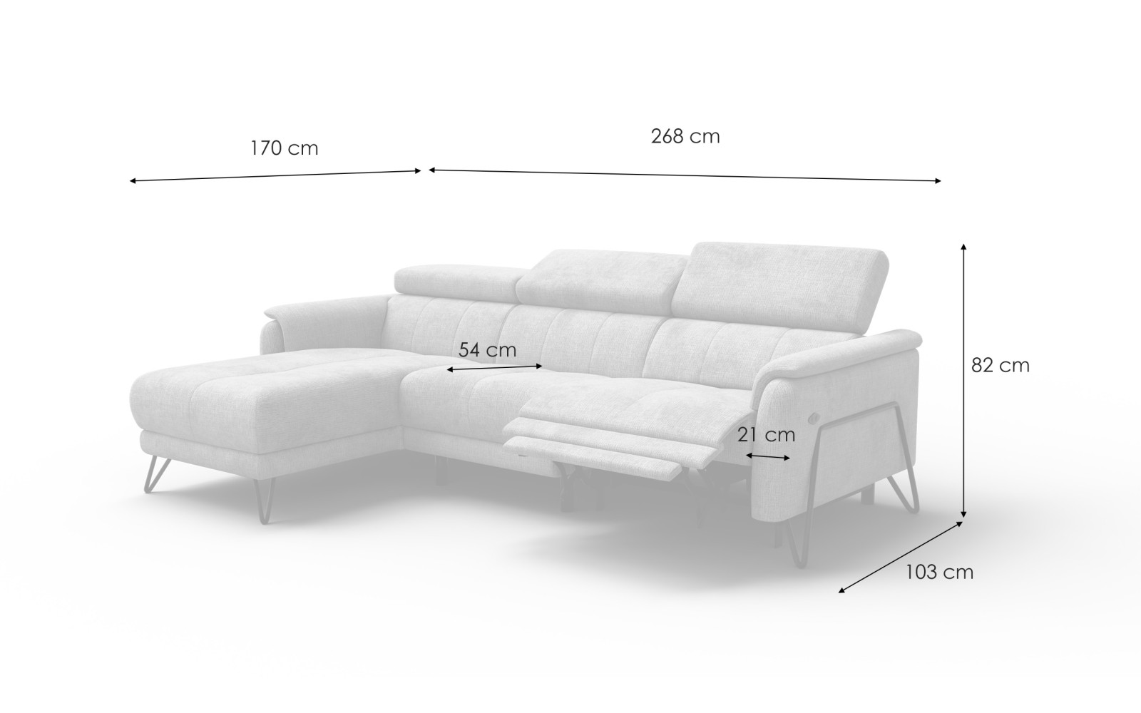 Ecksofa 4-Sitzer mit Relax RODEN, beige