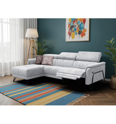Ecksofa 4-Sitzer mit Relax RODEN, hellgrau