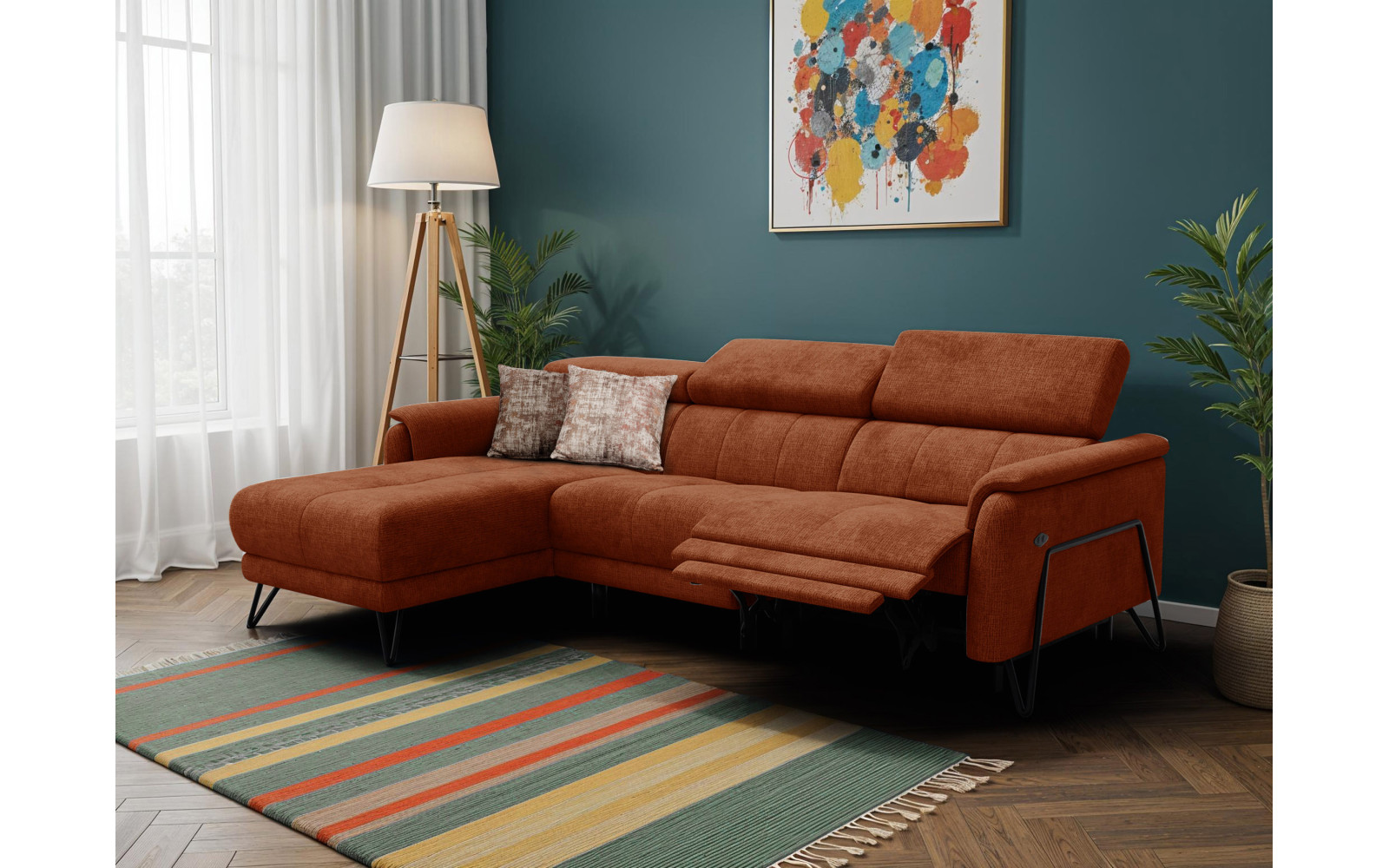 Ecksofa 4-Sitzer mit Relax RODEN, rostrot