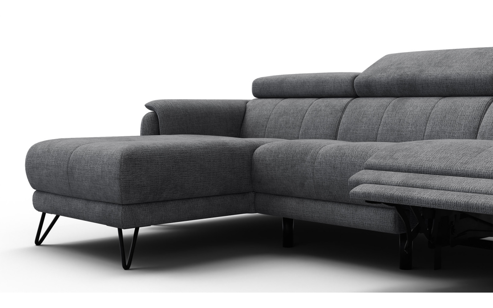 Ecksofa 4-Sitzer mit Relax RODEN, dunkelgrau
