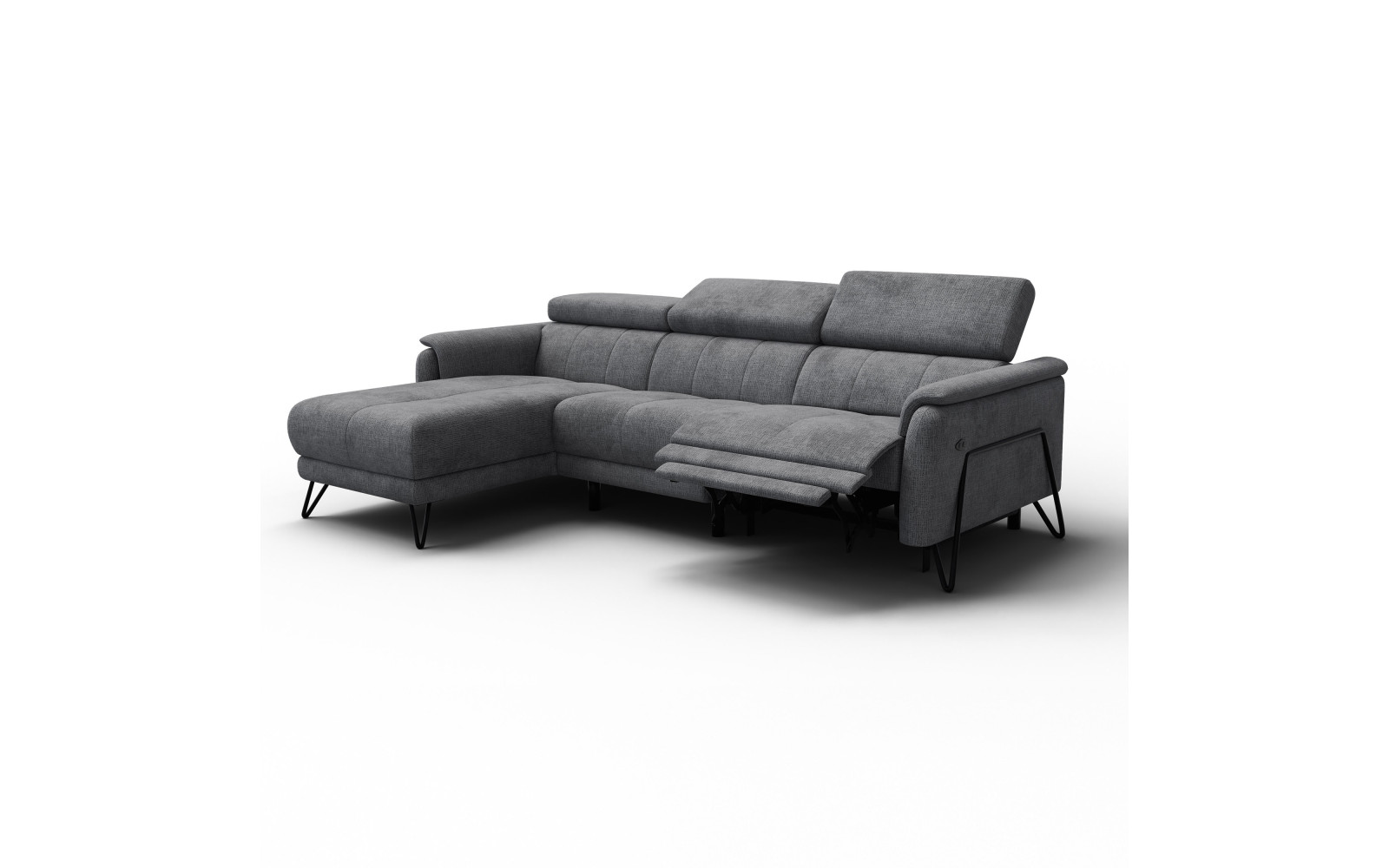 Ecksofa 4-Sitzer mit Relax RODEN, dunkelgrau