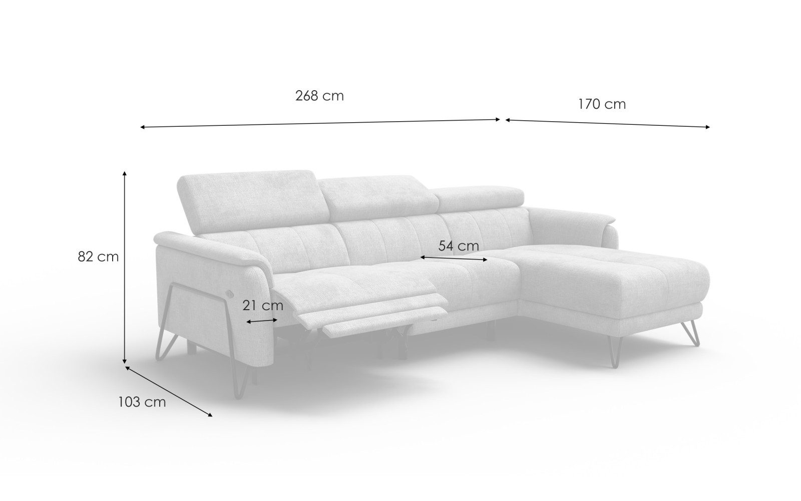 Ecksofa 4-Sitzer mit Relax RODEN, creme