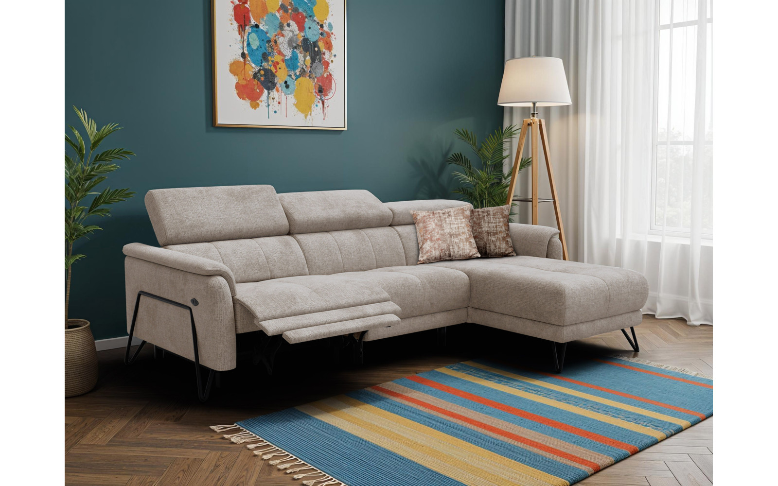 Ecksofa 4-Sitzer mit Relax RODEN, beige