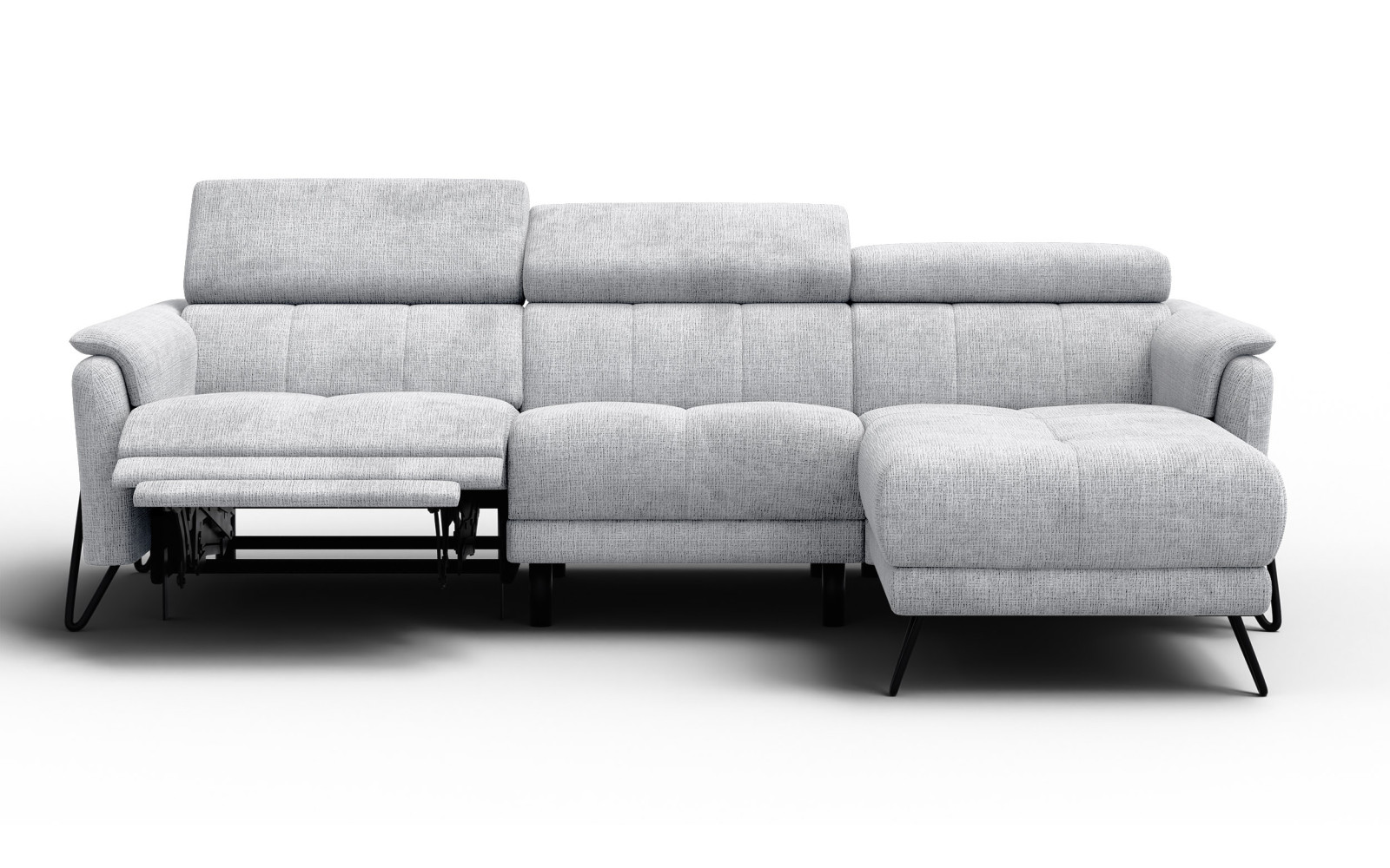 Ecksofa 4-Sitzer mit Relax RODEN, hellgrau