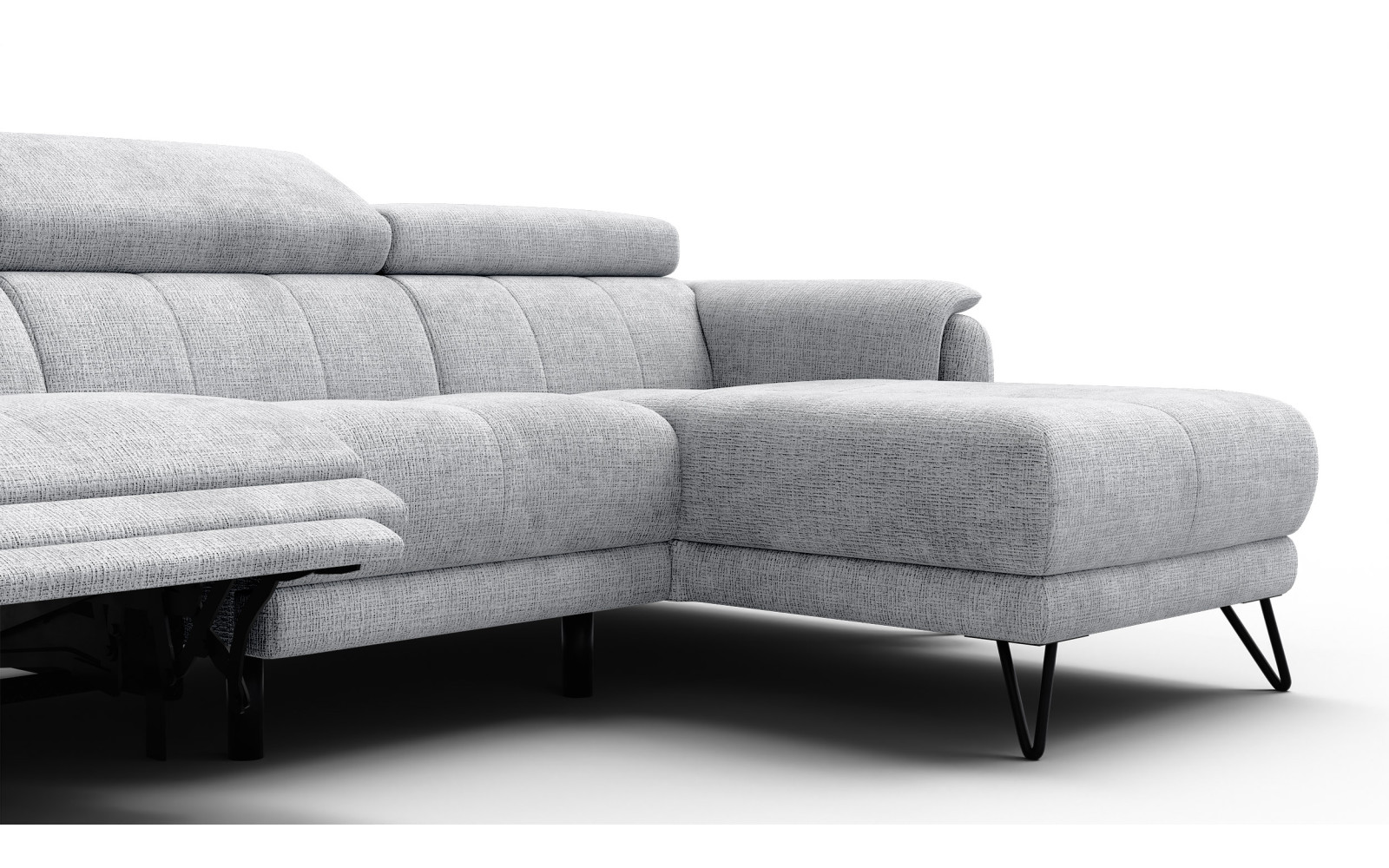 Ecksofa 4-Sitzer mit Relax RODEN, hellgrau