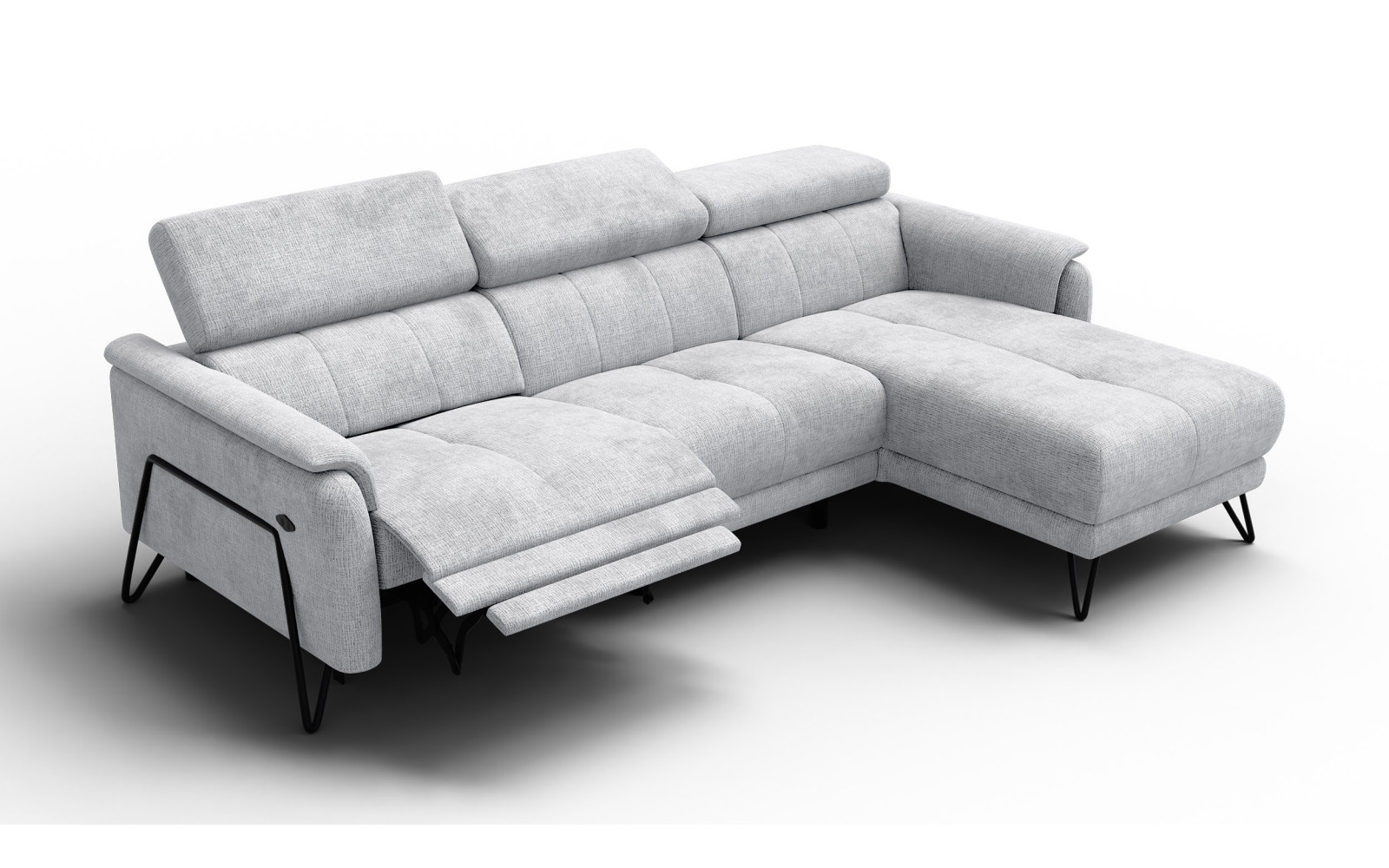 Ecksofa 4-Sitzer mit Relax RODEN, hellgrau
