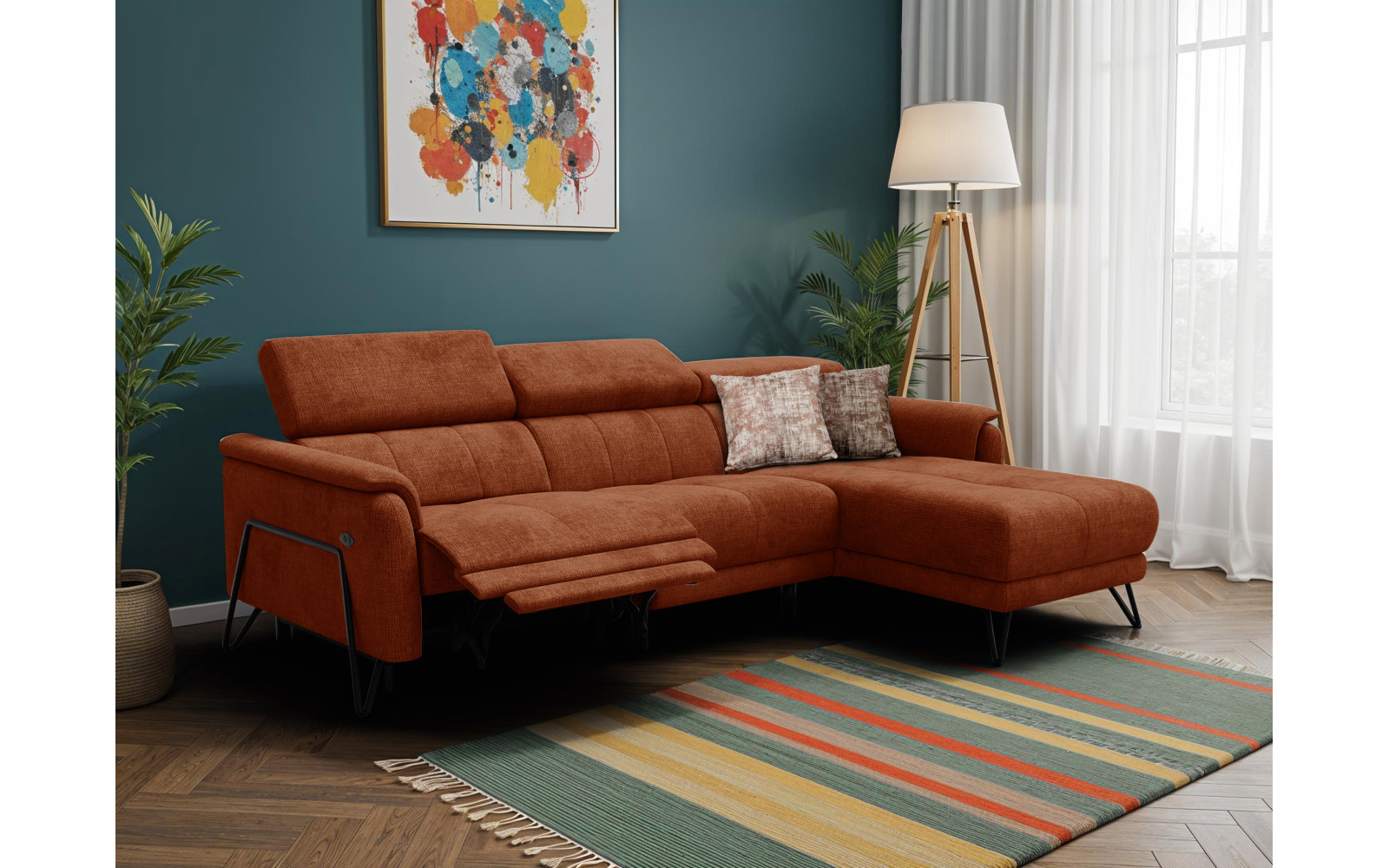 Ecksofa 4-Sitzer mit Relax RODEN, rostrot