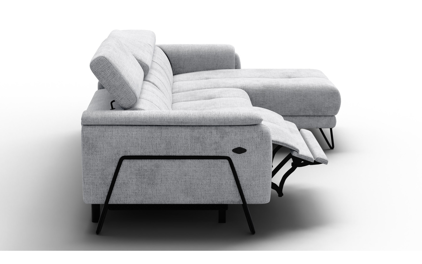 Ecksofa 4-Sitzer mit Relax RODEN, hellgrau