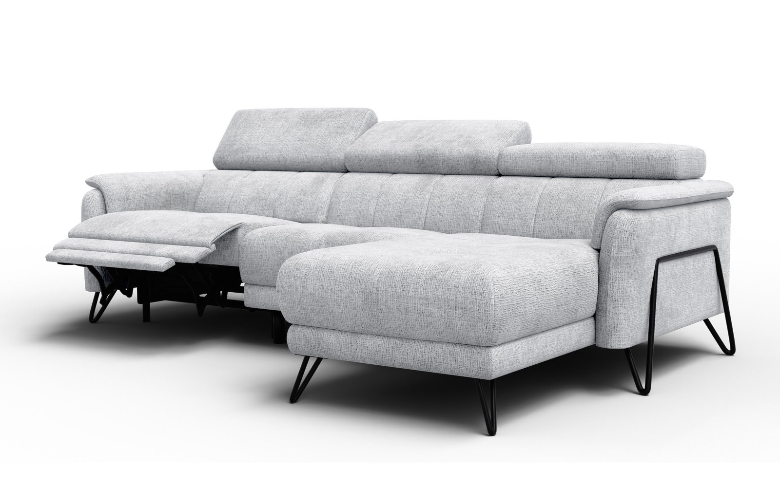 Ecksofa 4-Sitzer mit Relax RODEN, hellgrau