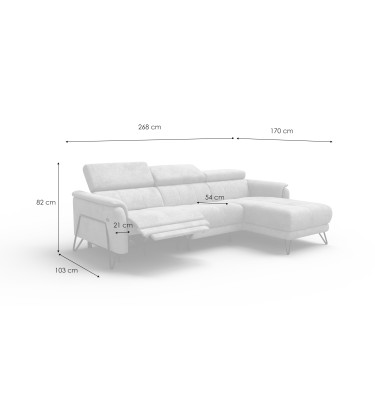 Ecksofa 4-Sitzer mit Relax RODEN, rostrot