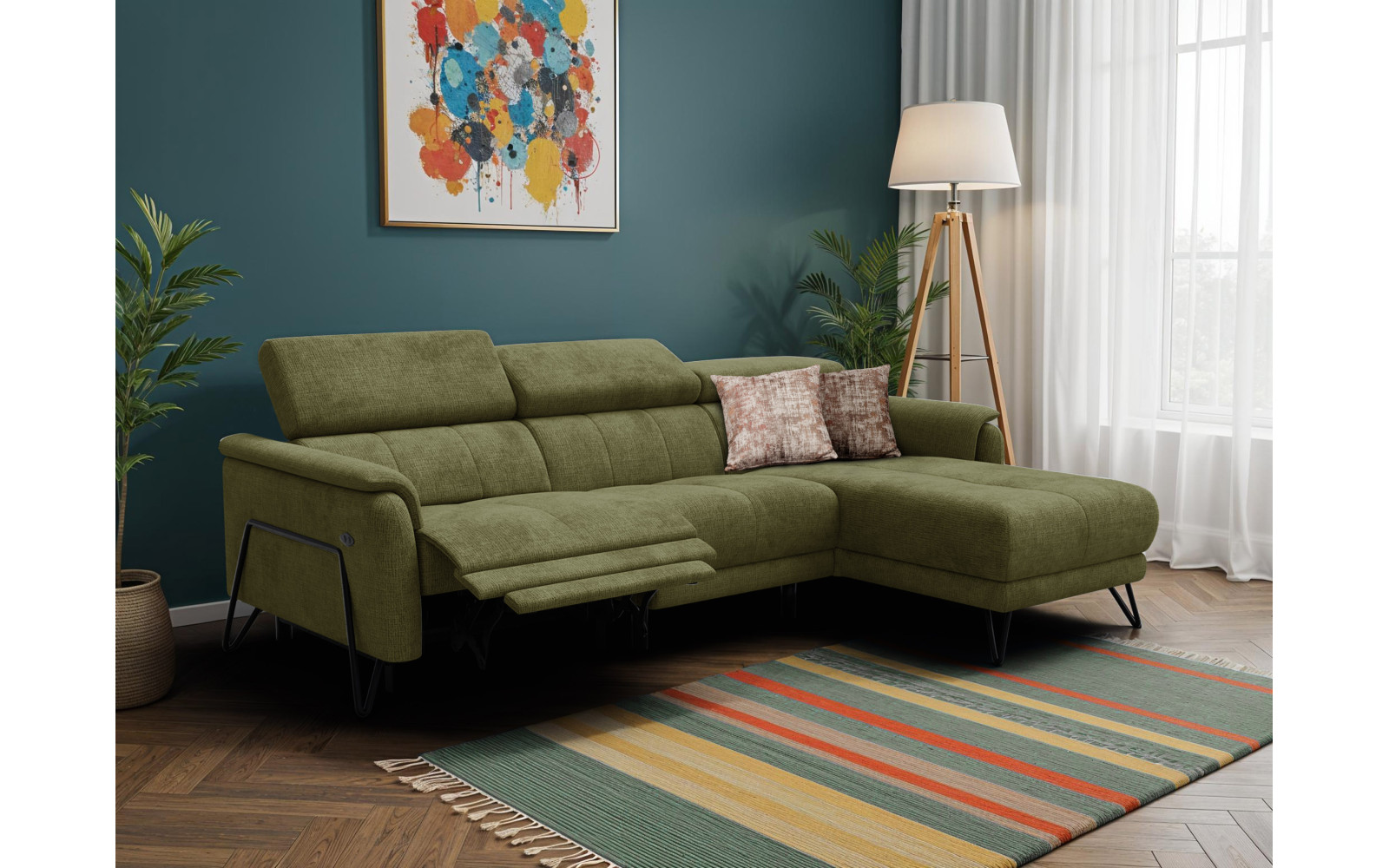 Ecksofa 4-Sitzer mit Relax RODEN, olive