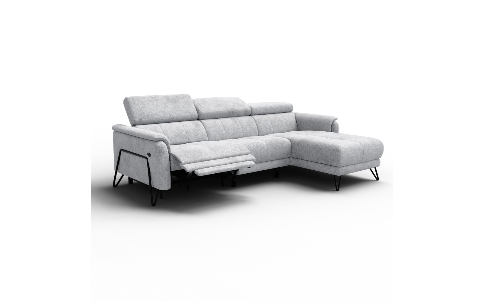 Ecksofa 4-Sitzer mit Relax RODEN, hellgrau