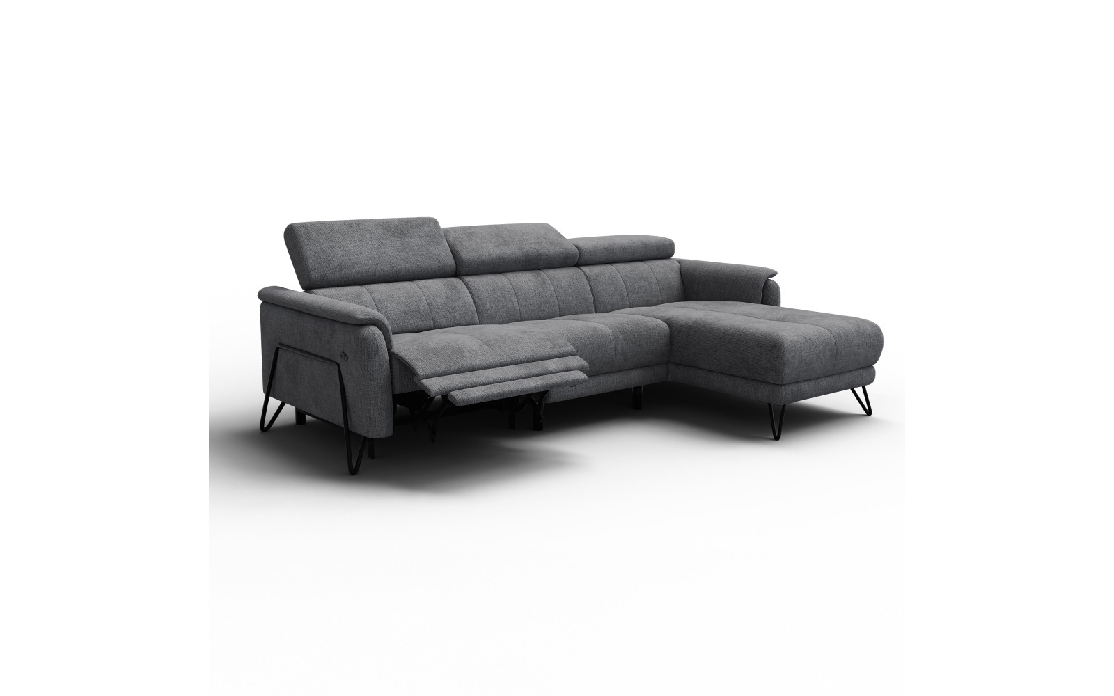Ecksofa 4-Sitzer mit Relax RODEN, dunkelgrau