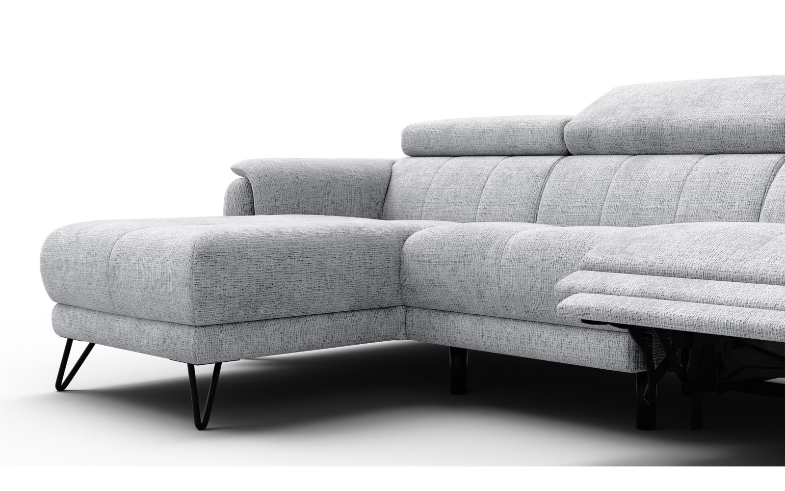 Ecksofa 4-Sitzer mit Relax RODEN, hellgrau