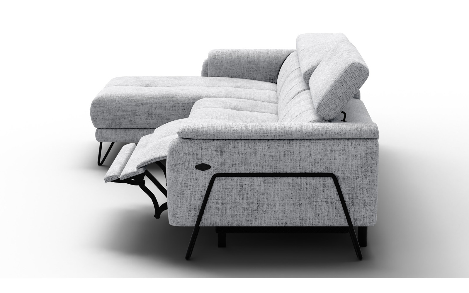 Ecksofa 4-Sitzer mit Relax RODEN, hellgrau