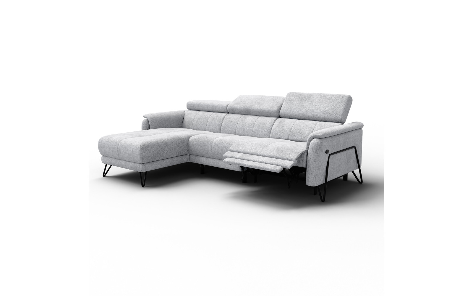 Ecksofa 4-Sitzer mit Relax RODEN, hellgrau