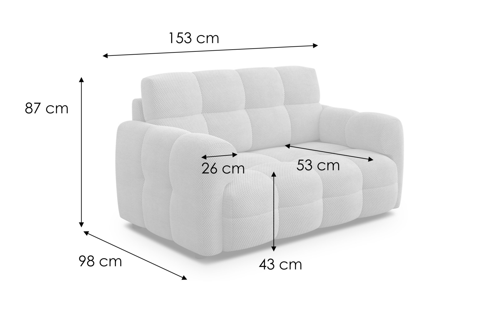 Sofa 2-Sitzer MELLOW, creme