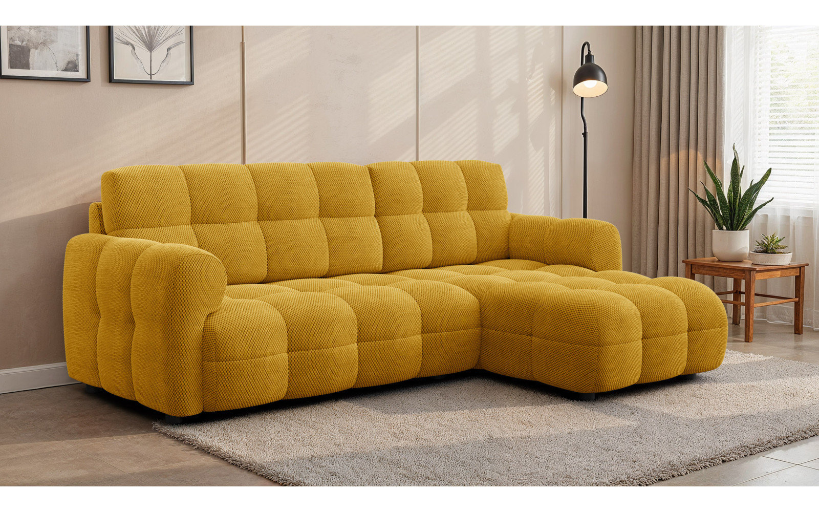 Ecksofa 3-Sitzer rechts MELLOW, safran